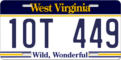 WV license plate 1OT449