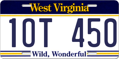 WV license plate 1OT450