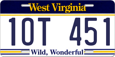 WV license plate 1OT451