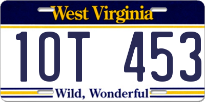 WV license plate 1OT453
