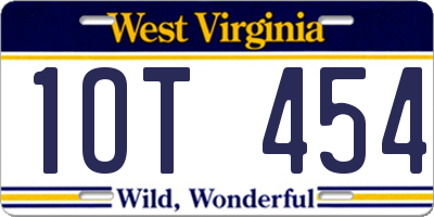 WV license plate 1OT454