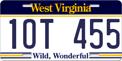 WV license plate 1OT455