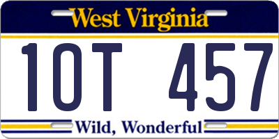 WV license plate 1OT457
