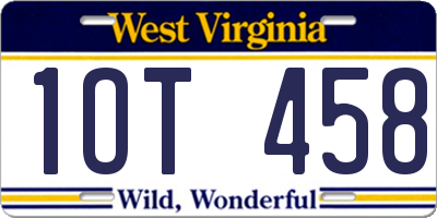 WV license plate 1OT458