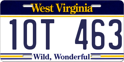 WV license plate 1OT463