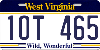 WV license plate 1OT465