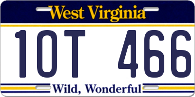 WV license plate 1OT466