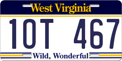WV license plate 1OT467