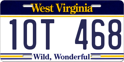 WV license plate 1OT468