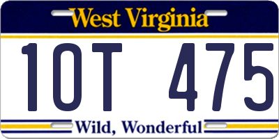 WV license plate 1OT475