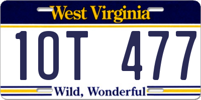 WV license plate 1OT477