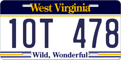 WV license plate 1OT478