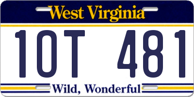 WV license plate 1OT481