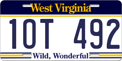 WV license plate 1OT492