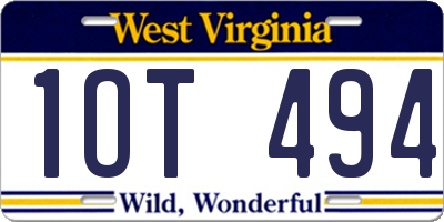 WV license plate 1OT494