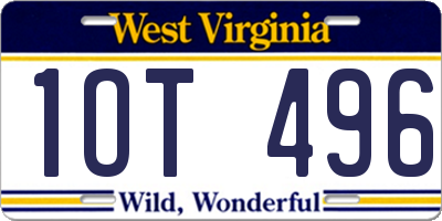WV license plate 1OT496