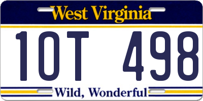 WV license plate 1OT498