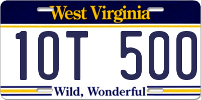 WV license plate 1OT500