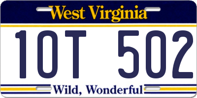 WV license plate 1OT502
