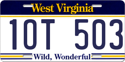 WV license plate 1OT503