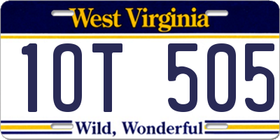 WV license plate 1OT505