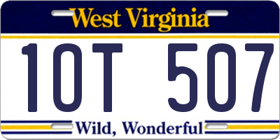 WV license plate 1OT507