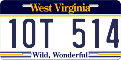 WV license plate 1OT514