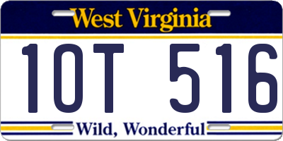 WV license plate 1OT516