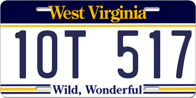 WV license plate 1OT517