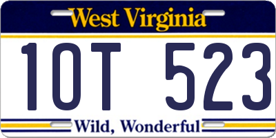 WV license plate 1OT523