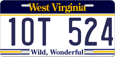 WV license plate 1OT524