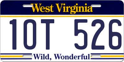 WV license plate 1OT526