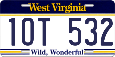 WV license plate 1OT532