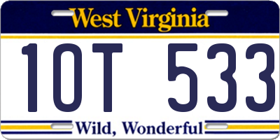 WV license plate 1OT533