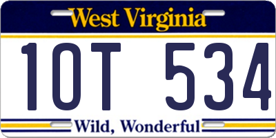 WV license plate 1OT534