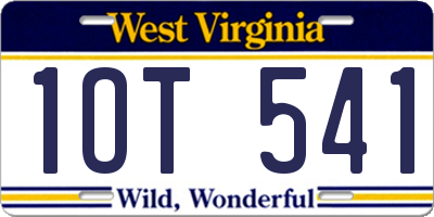 WV license plate 1OT541