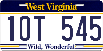 WV license plate 1OT545