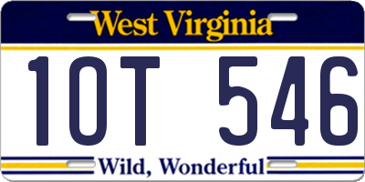 WV license plate 1OT546