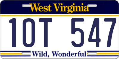 WV license plate 1OT547