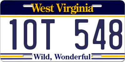 WV license plate 1OT548