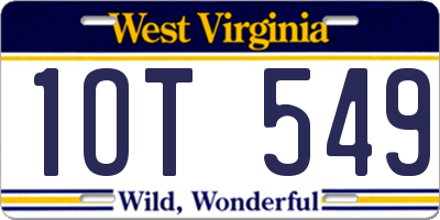 WV license plate 1OT549