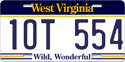 WV license plate 1OT554