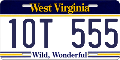 WV license plate 1OT555
