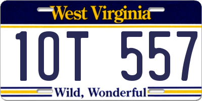 WV license plate 1OT557