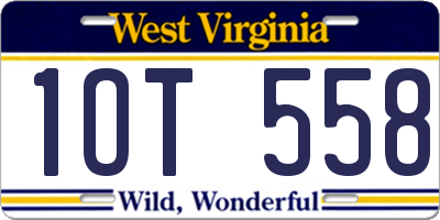 WV license plate 1OT558