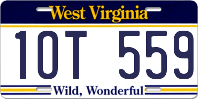 WV license plate 1OT559