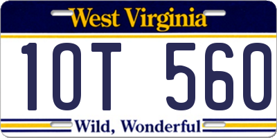 WV license plate 1OT560