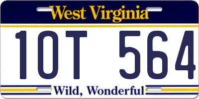 WV license plate 1OT564
