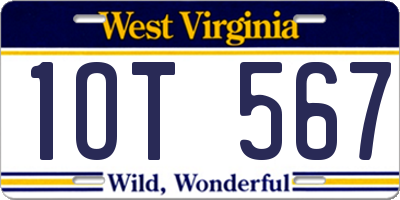 WV license plate 1OT567