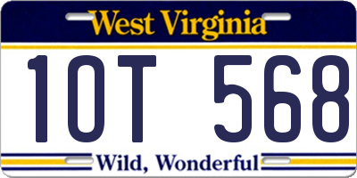 WV license plate 1OT568